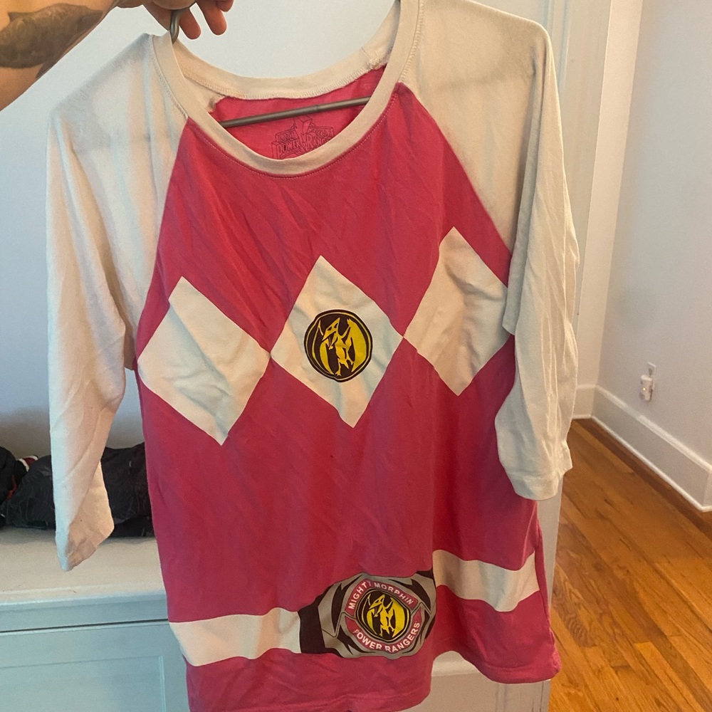 Pink Ranger raglan shirt size XL